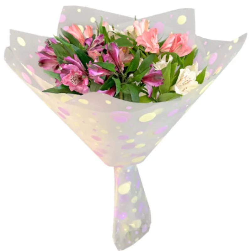 Букет из разноцветных альстромерий в упаковке, доставка Крым